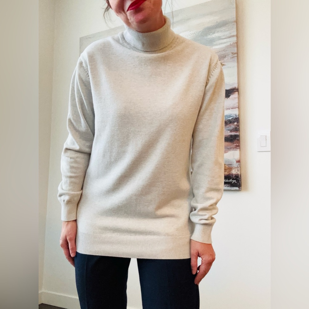 ZARA Essentials Light Grey Relaxed Fit Turtleneck Sweater XL